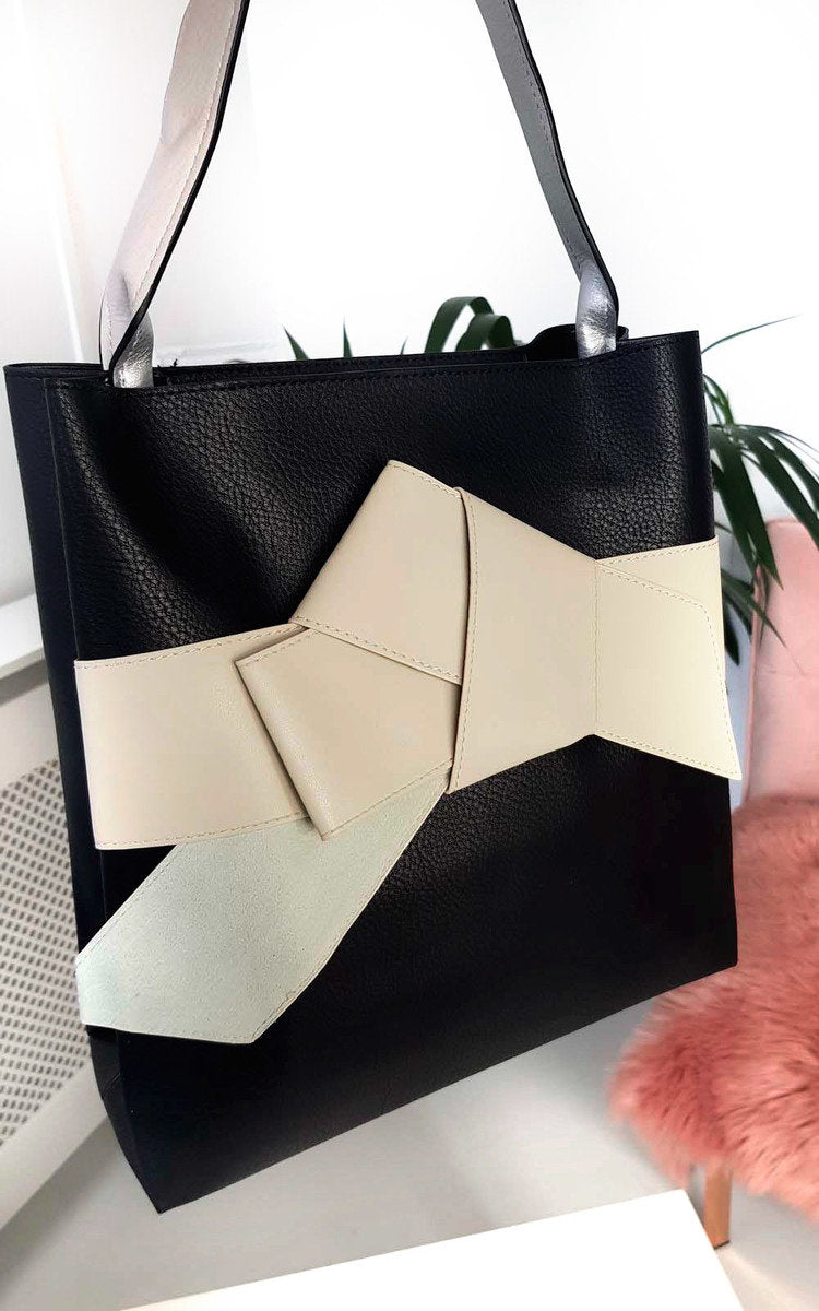 Colour Block Bow Tote Handbag Moda