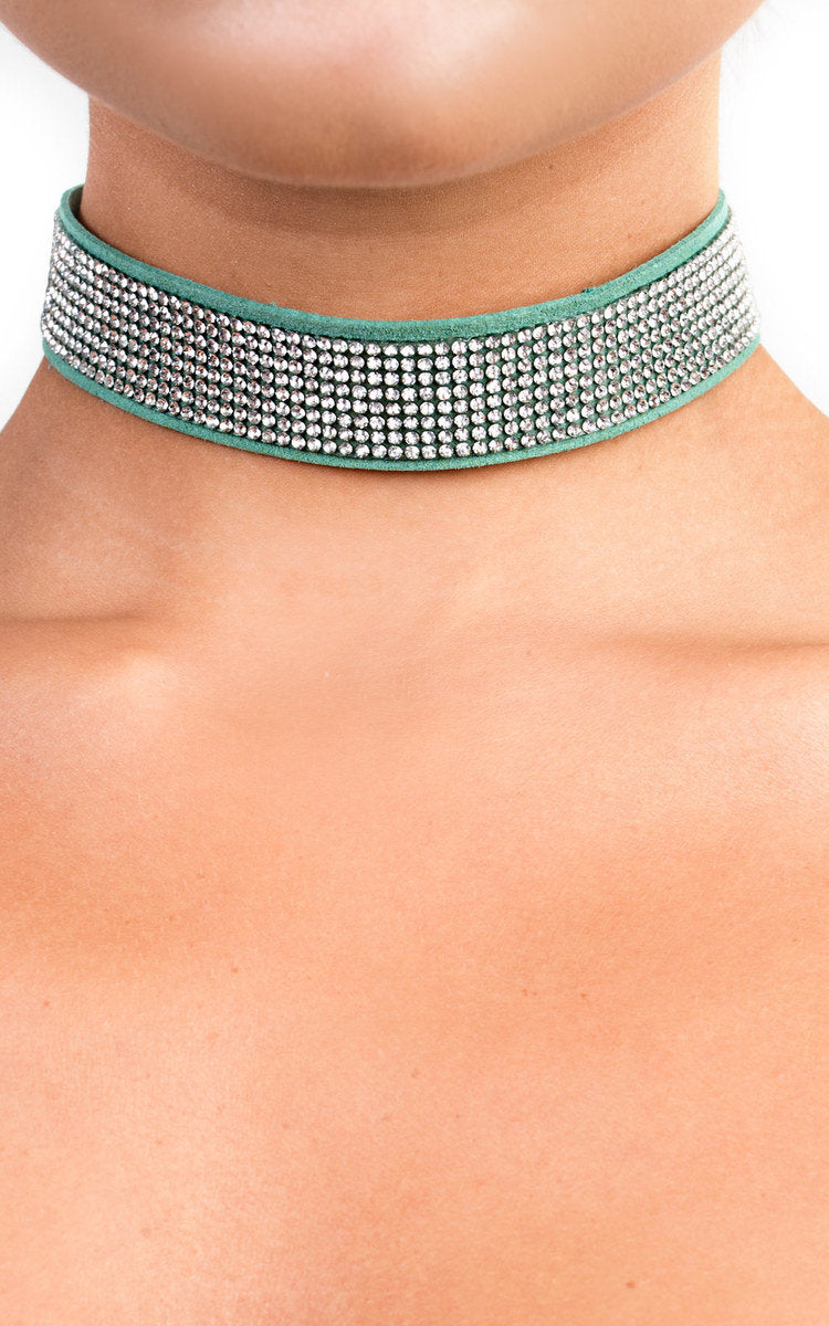 Suede Diamante Choker Moda