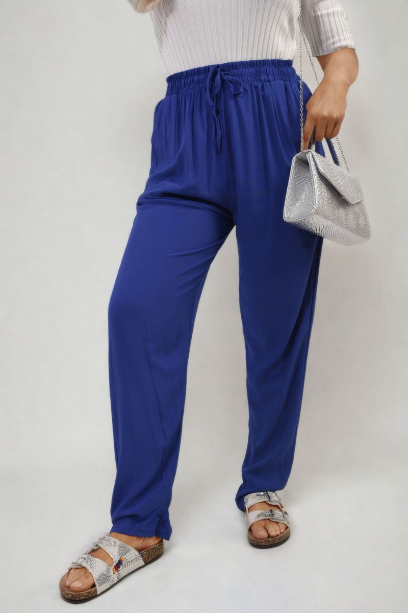 Drawstring High Waist Trouser with Side Pockets Moda