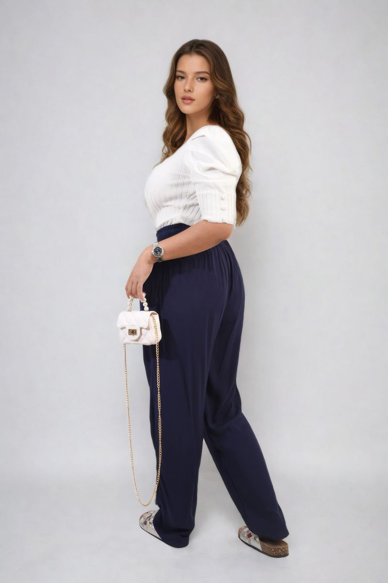 Drawstring High Waist Trouser with Side Pockets Moda