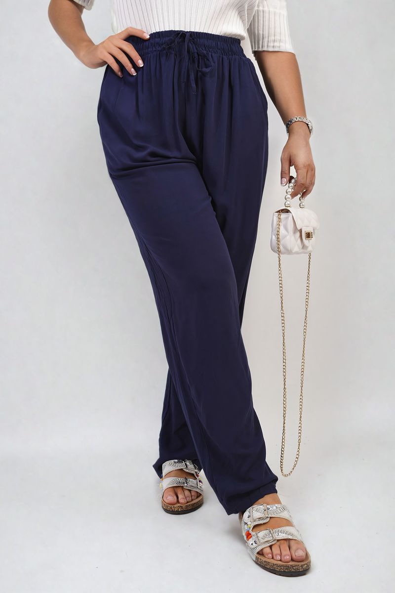 Drawstring High Waist Trouser with Side Pockets Moda