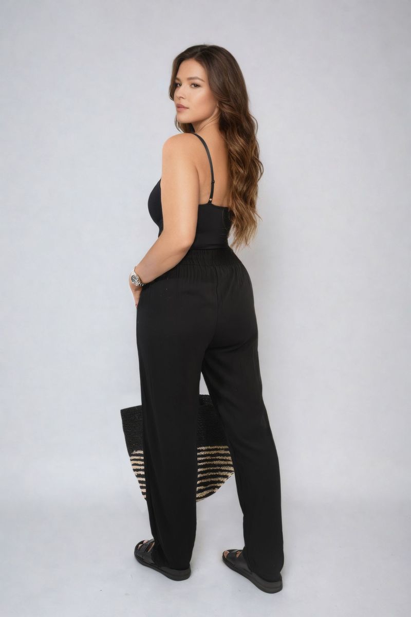 Drawstring High Waist Trouser with Side Pockets Moda