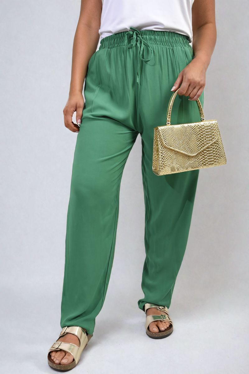 Drawstring High Waist Trouser with Side Pockets Moda