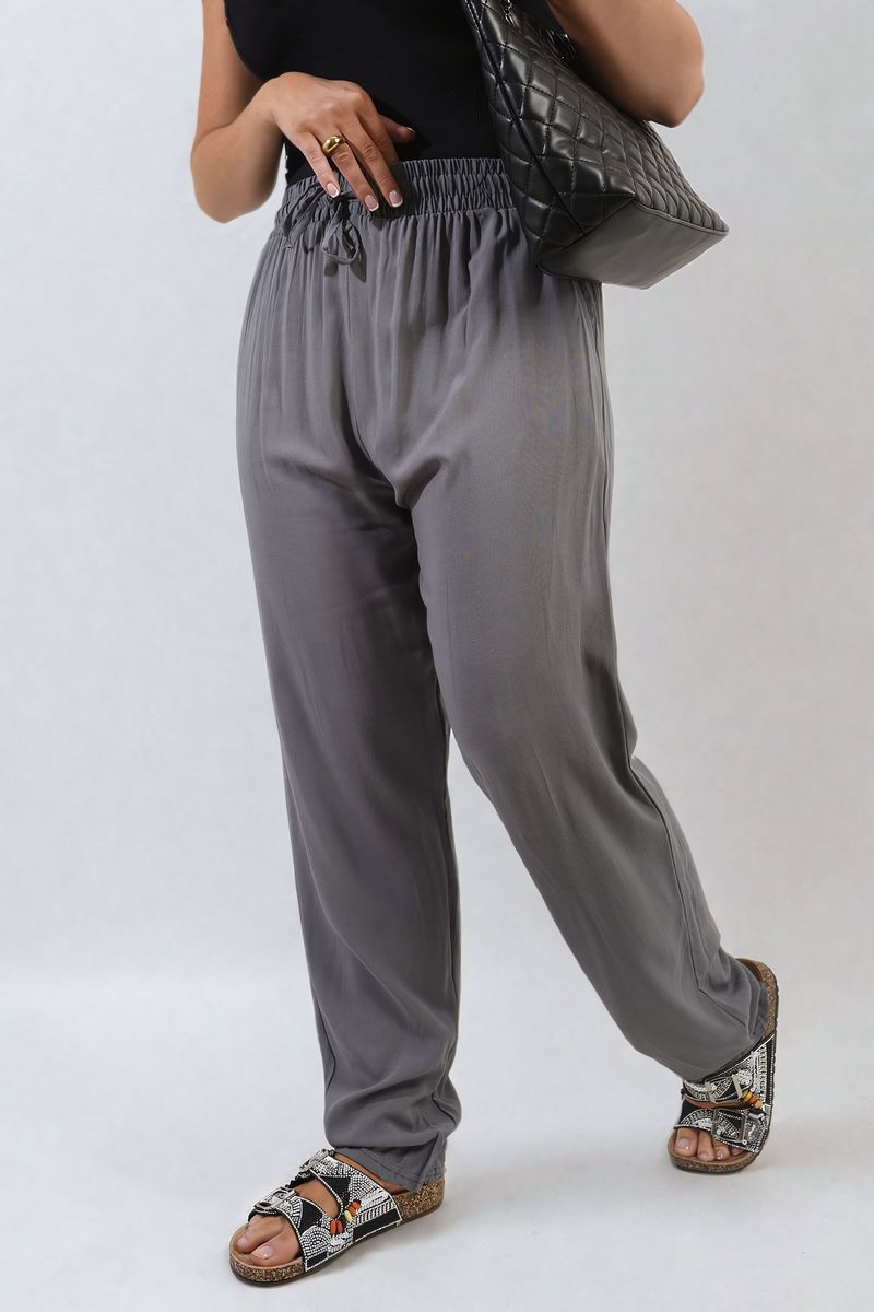 Drawstring High Waist Trouser with Side Pockets Moda