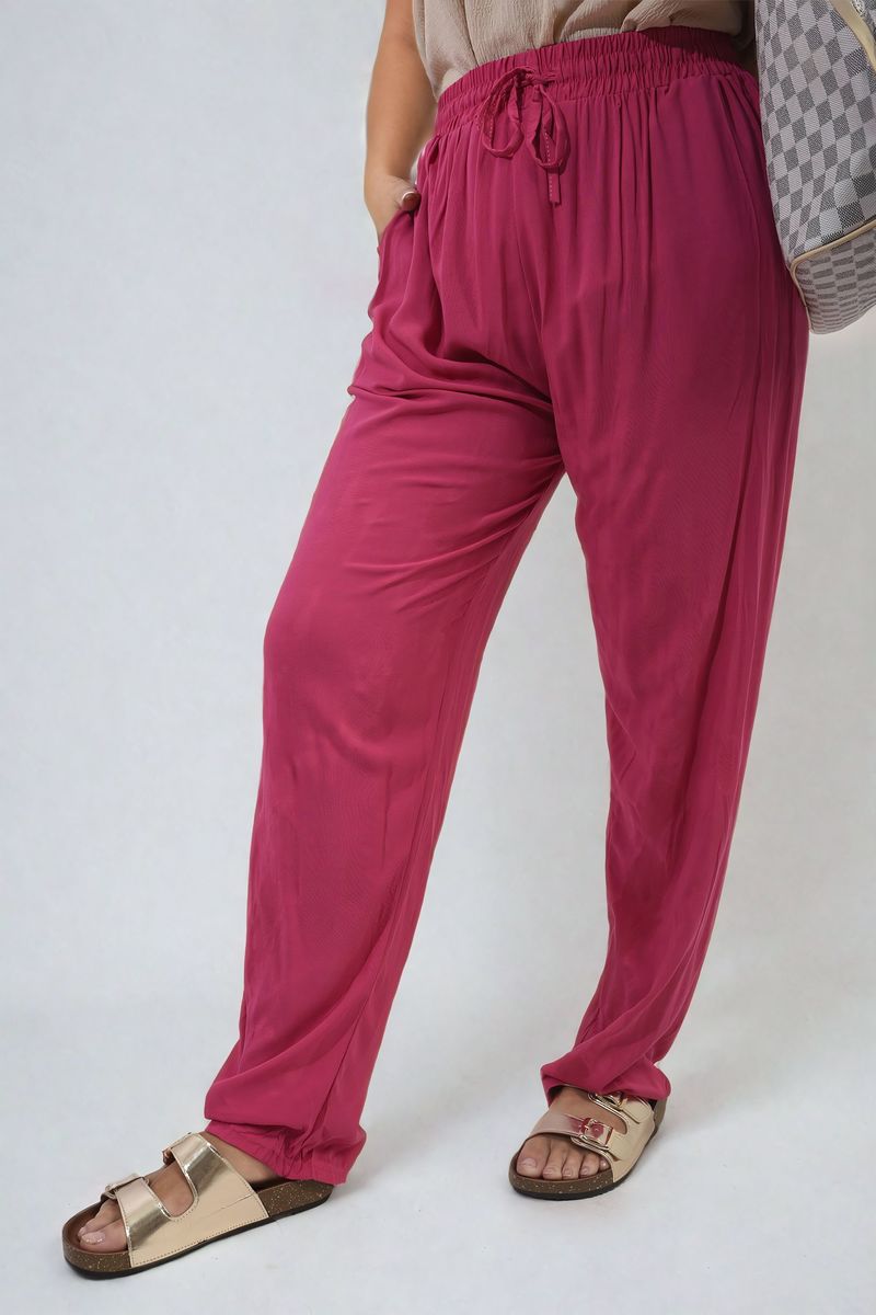 Drawstring High Waist Trouser with Side Pockets Moda