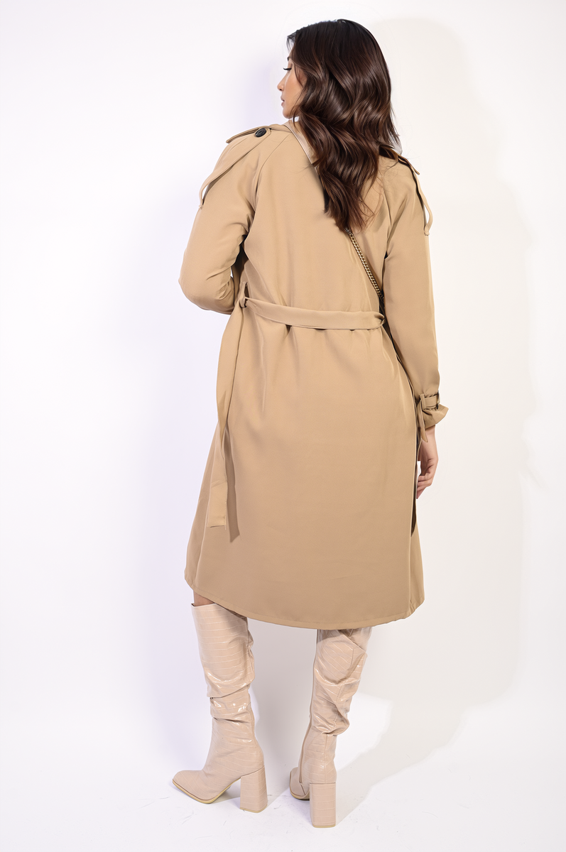 Waist Tie Button Detailed Trench Coat