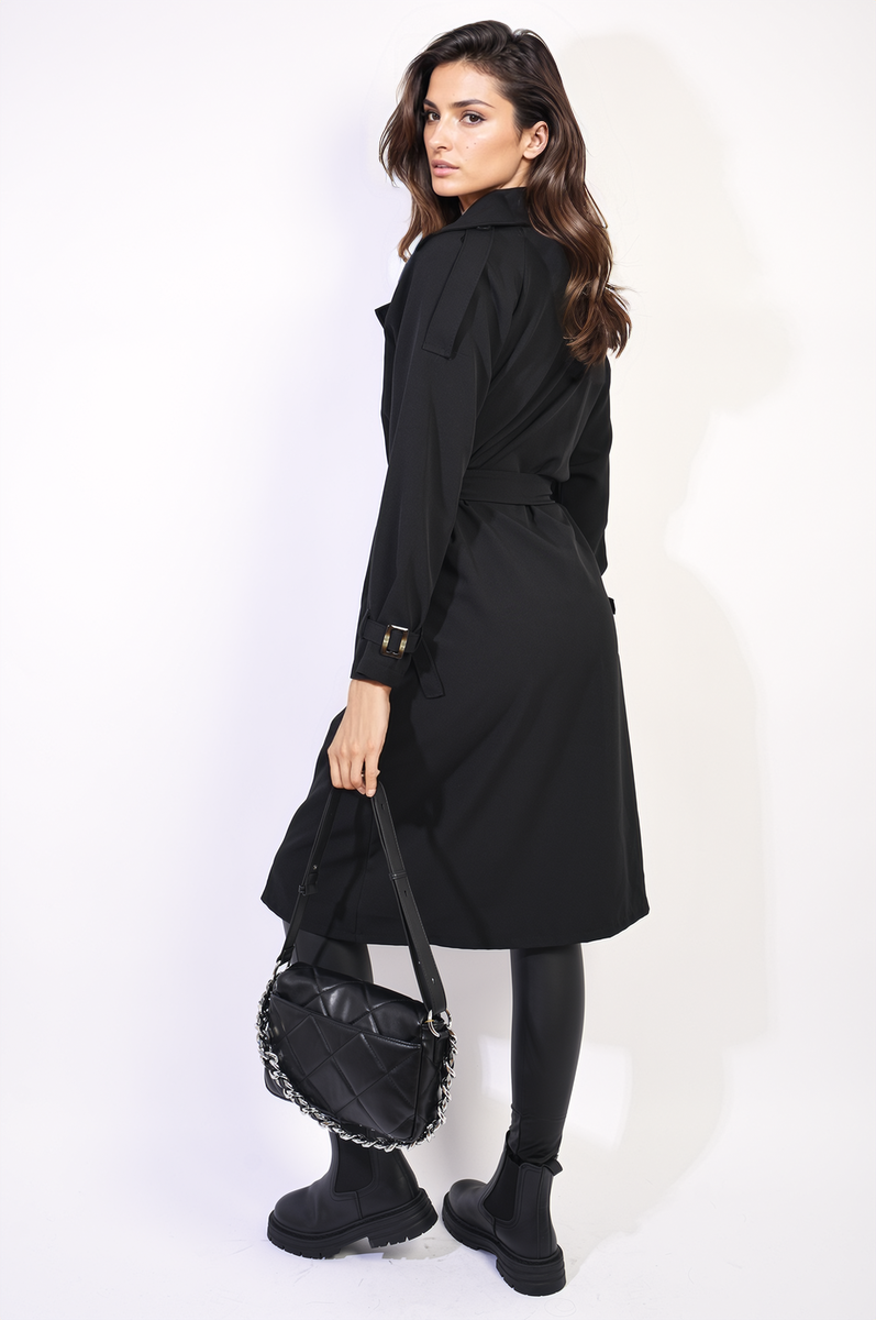 Waist Tie Button Detailed Trench Coat