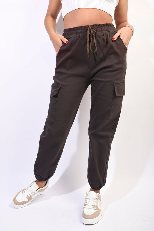 Size Frankie Cargo Pocket Trouser with Drawstring Moda