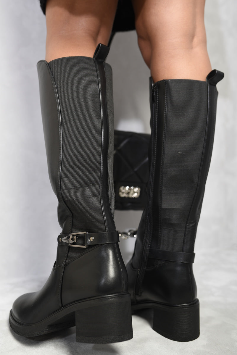 Round Toe Zip Up Knee High Boots