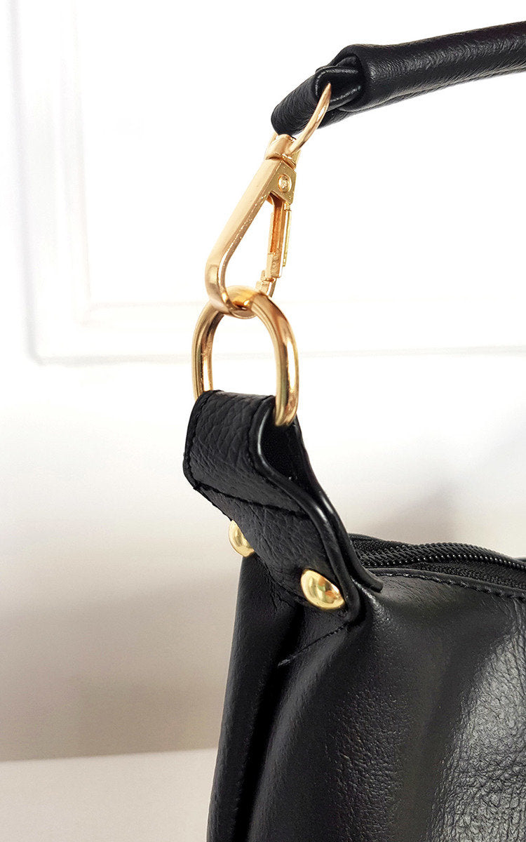 Faux Leather Shoulder Bag with Tassel Zip and Removable Strap Moda