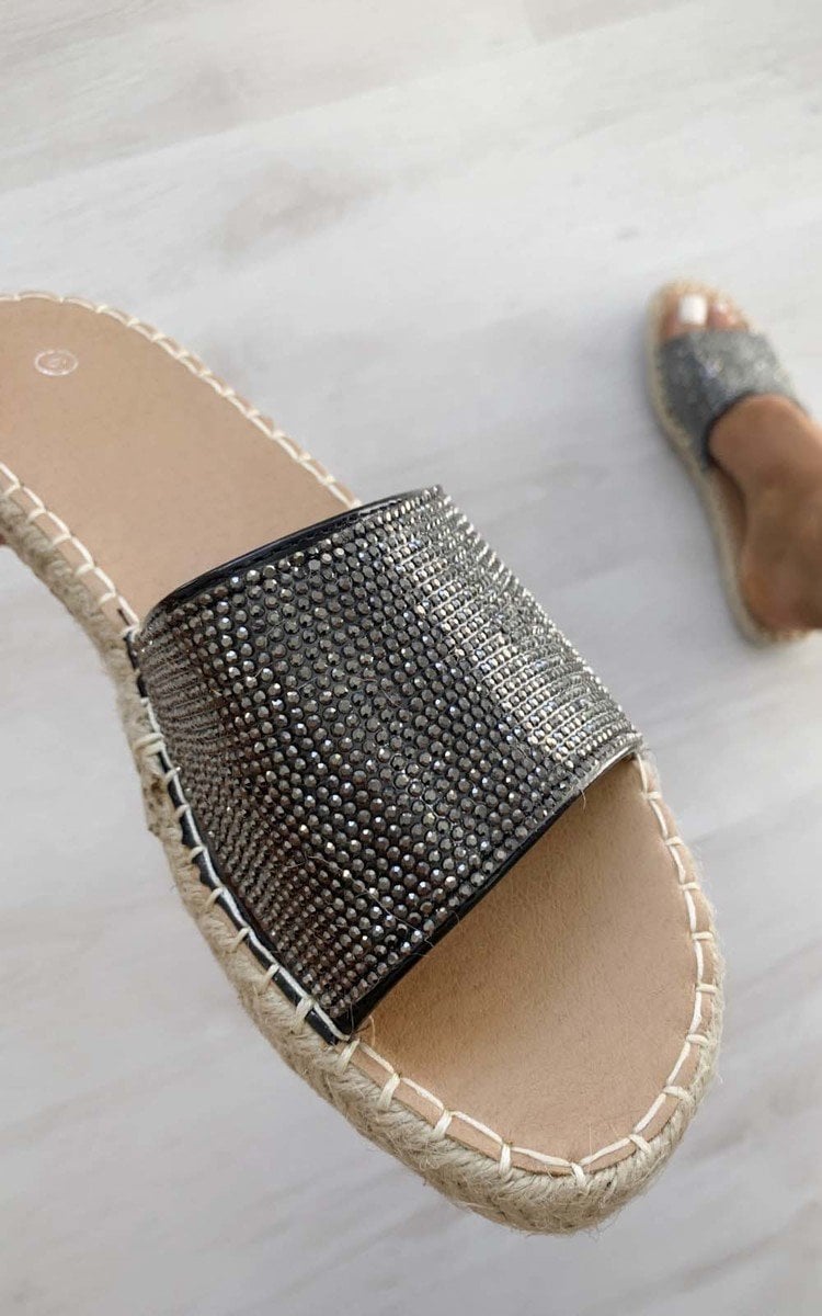 Diamante Slip On Sandals