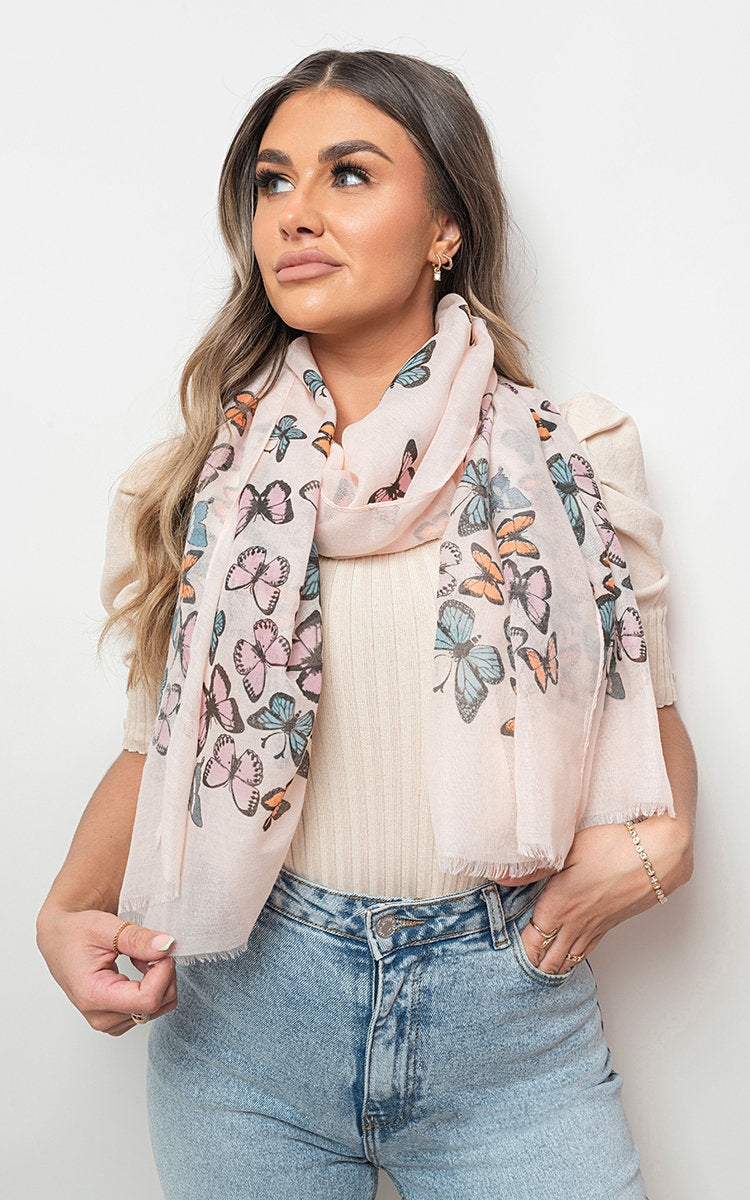 Butterfly Print Maxi Scarf