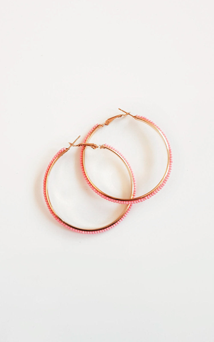 Beaded Hoop Earrings Moda