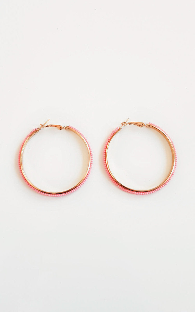 Beaded Hoop Earrings Moda