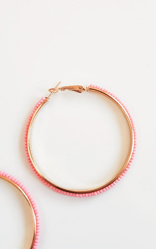 Beaded Hoop Earrings Moda