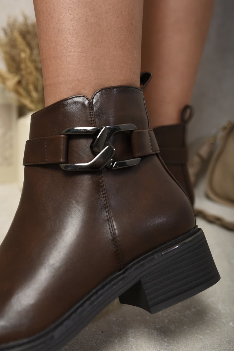 Buckle Side Zipper Closure Ankle Boots