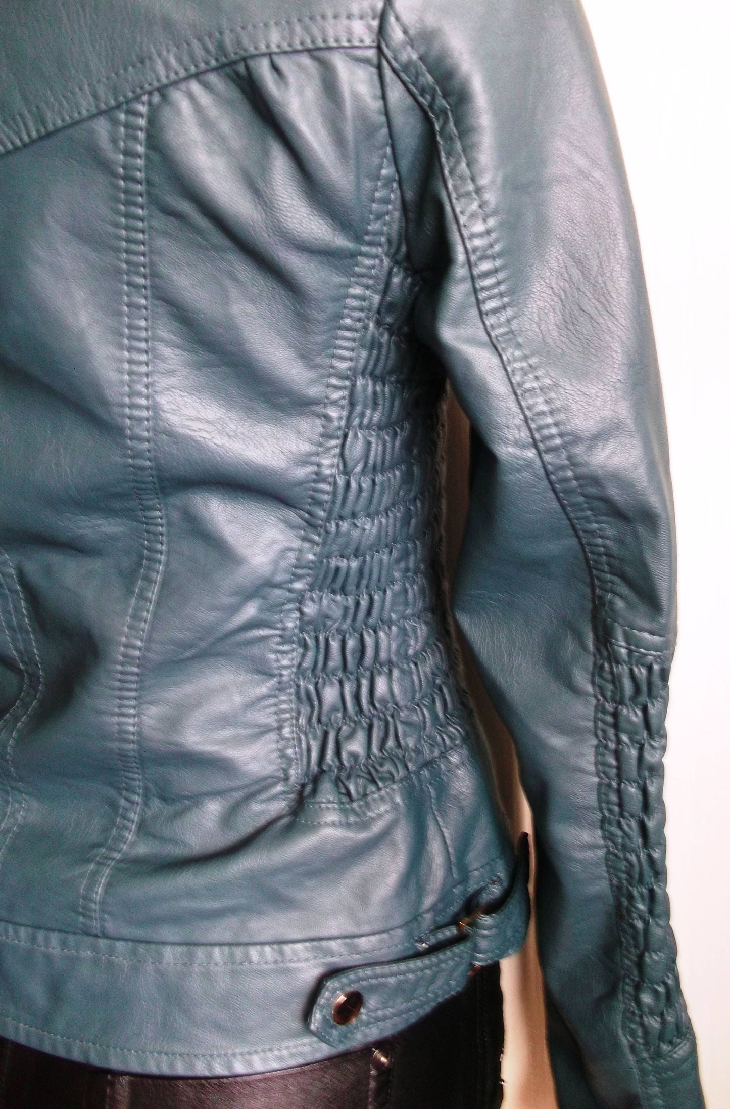 bottle green faux leather French Designer Vintage . size 10-12hooded faux leather jacket Etsy