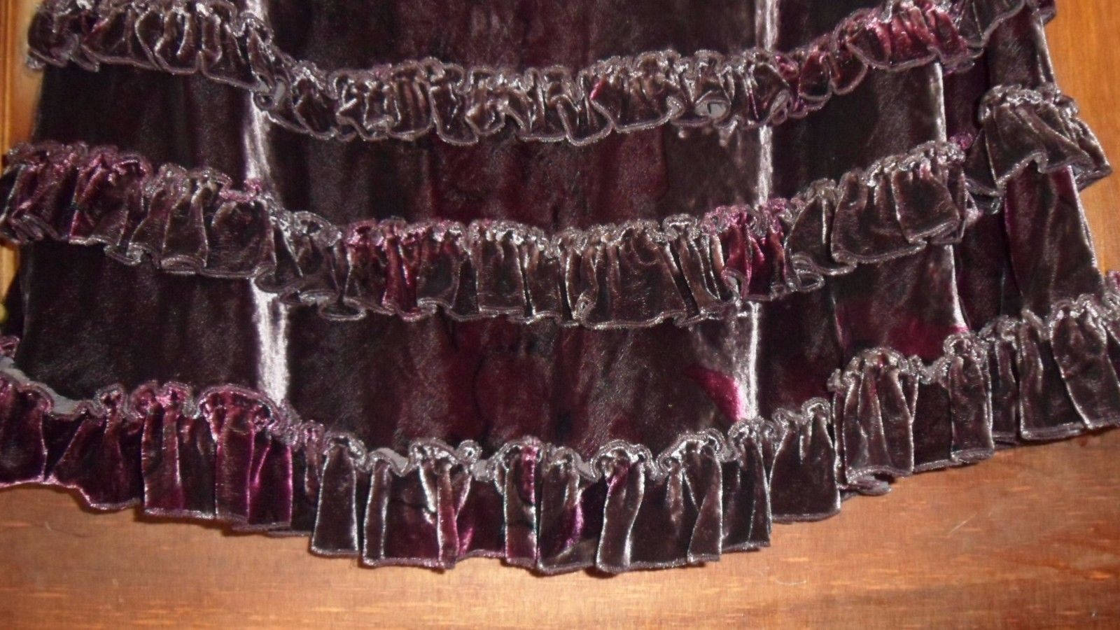 Monsoon silk velvet long tiered ruffle skirt, floral dark brown/purples. size 12 Etsy