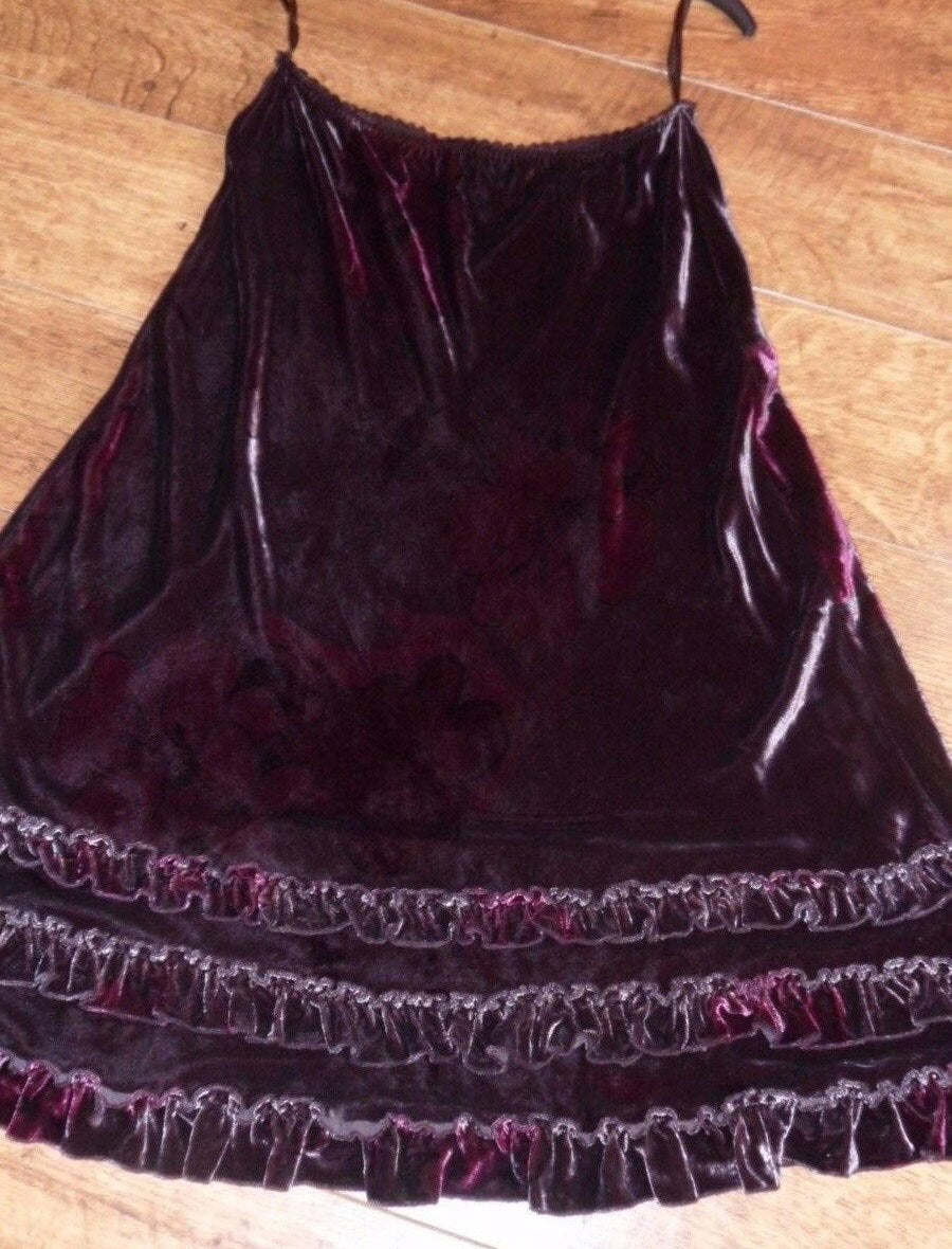 Monsoon silk velvet long tiered ruffle skirt, floral dark brown/purples. size 12 Etsy