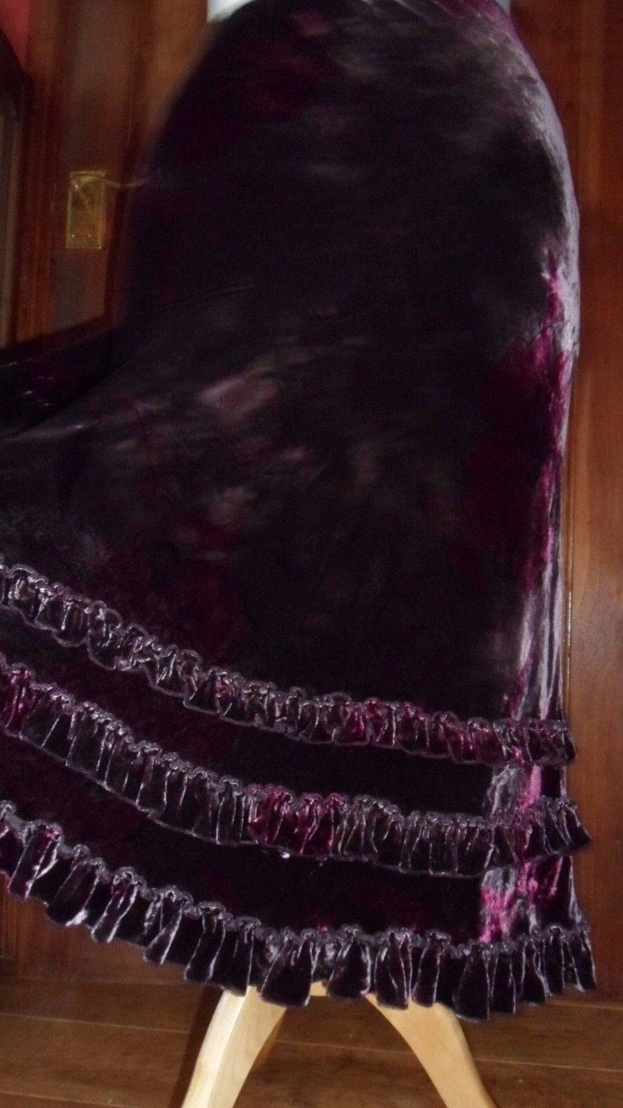 Monsoon silk velvet long tiered ruffle skirt, floral dark brown/purples. size 12 Etsy