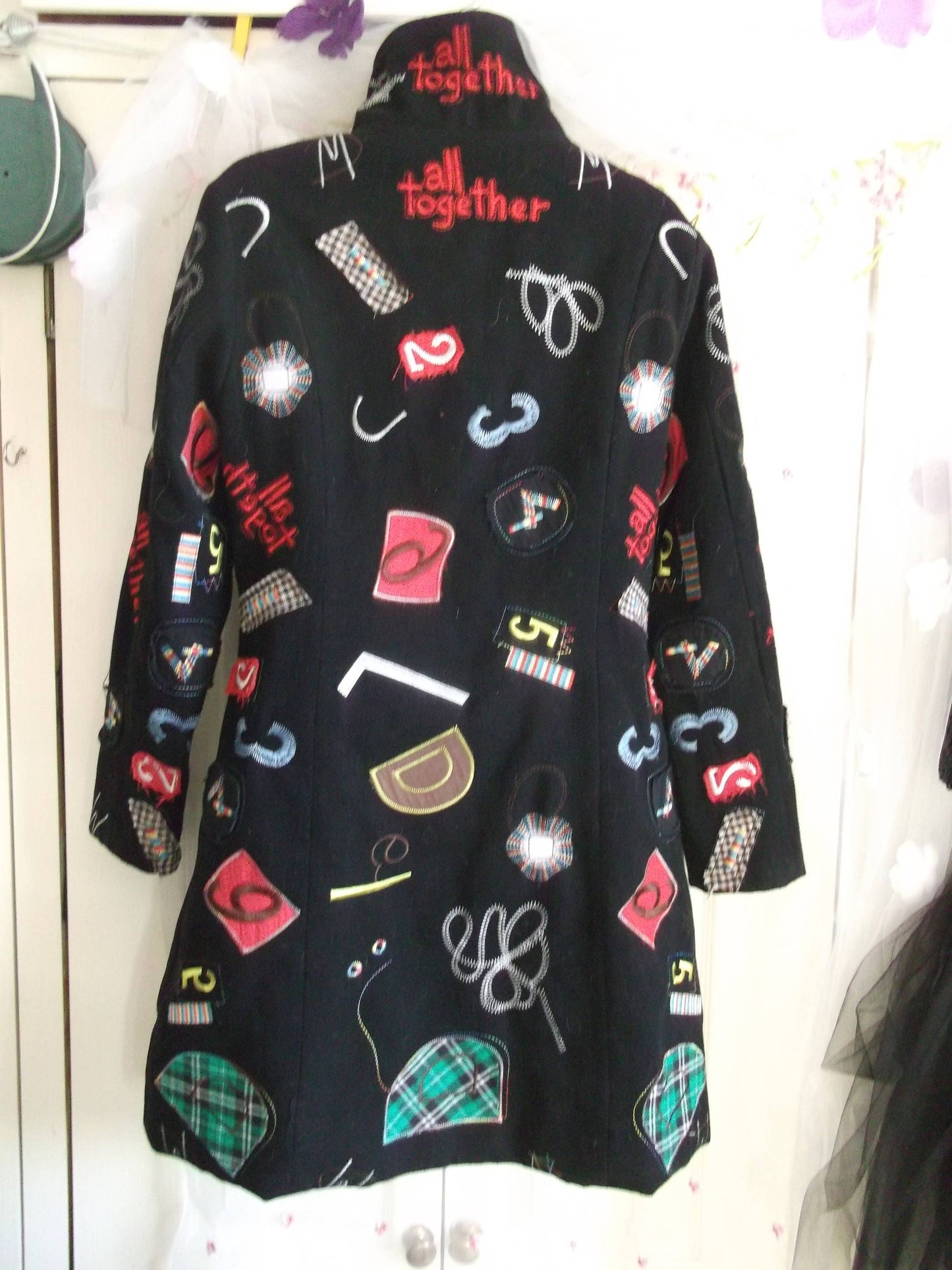 Gorgeously Unusual embroidered woollen,lined coat. Size10,3/4 lenth, buttonfront Etsy