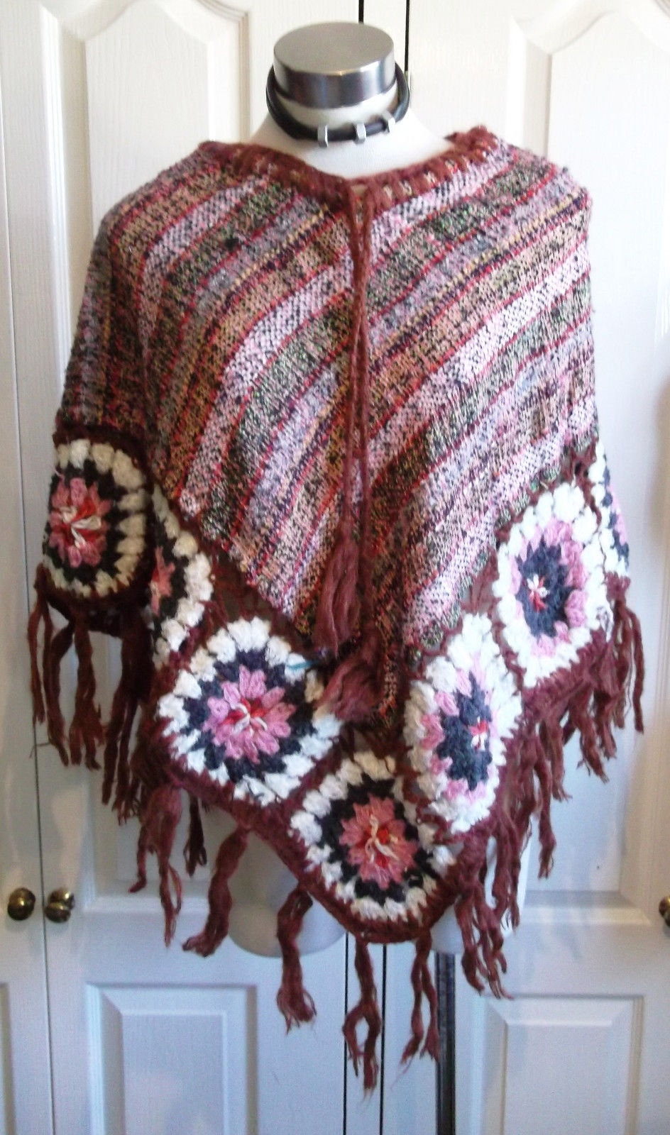 gorgeous hand-made woollen tassled poncho with loose ends-size medium Etsy