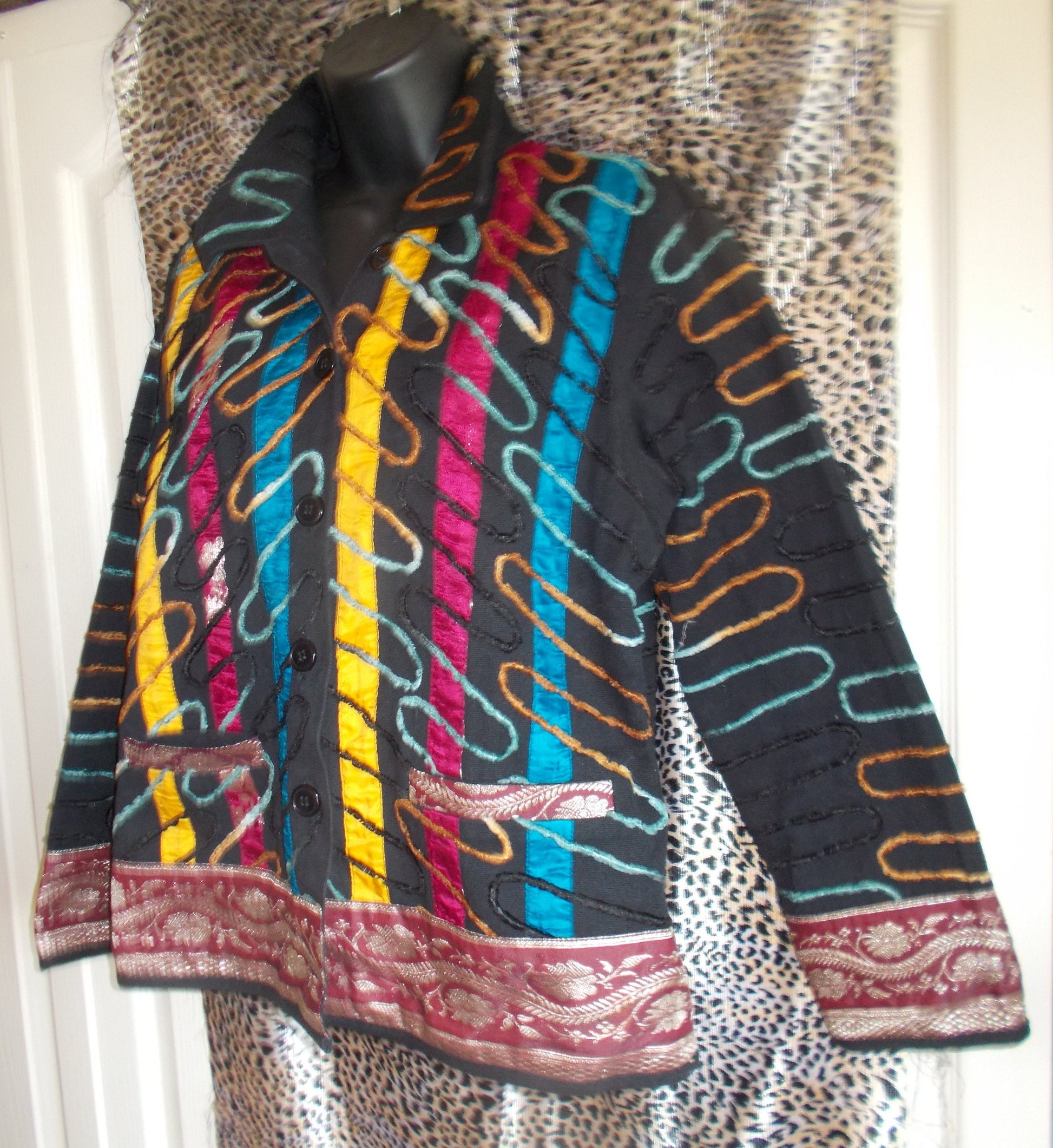 Unusual boho jacket size 14 Festival may be or every day wear- Statement Item. Etsy