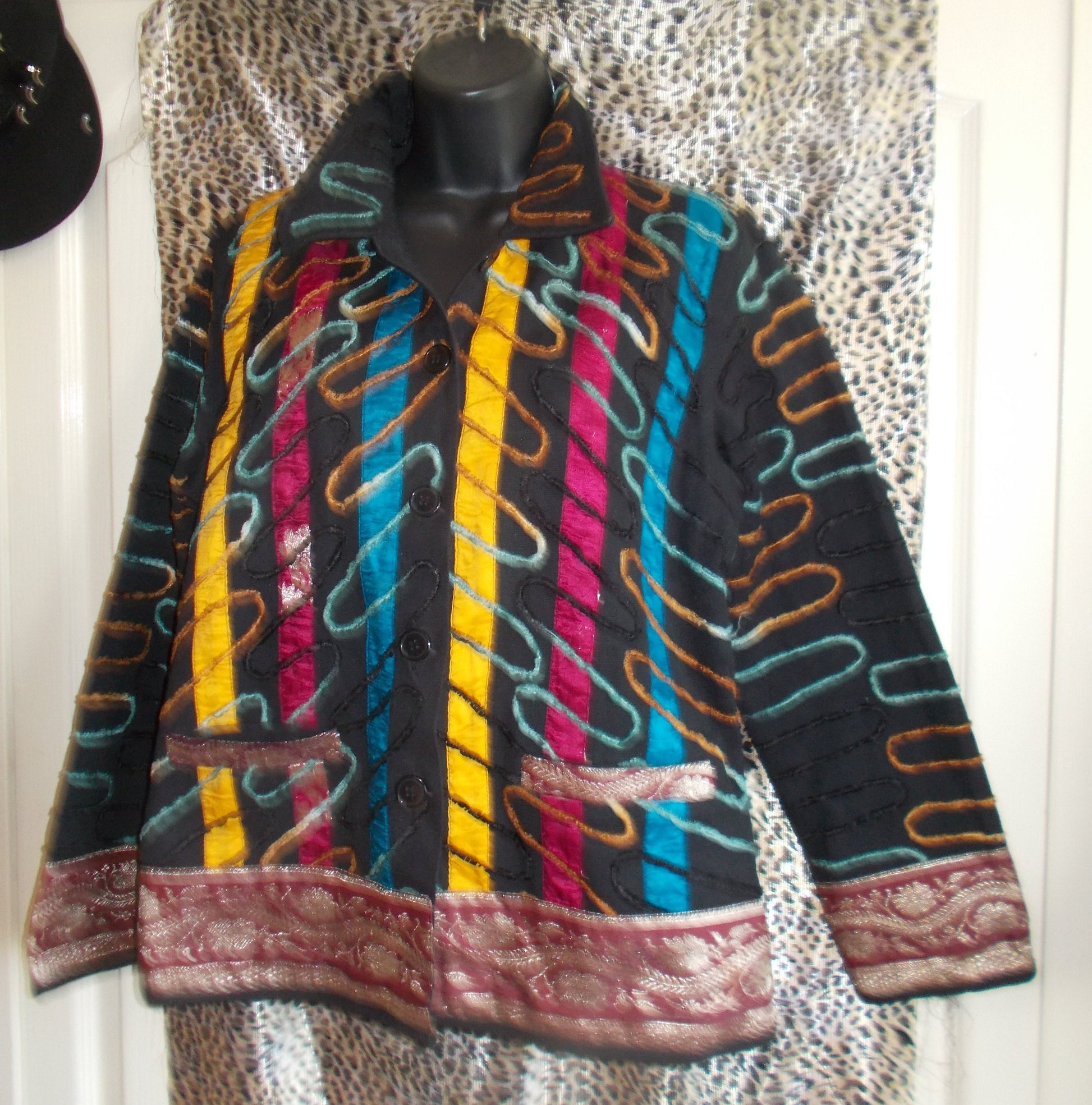 Unusual boho jacket size 14 Festival may be or every day wear- Statement Item. Etsy