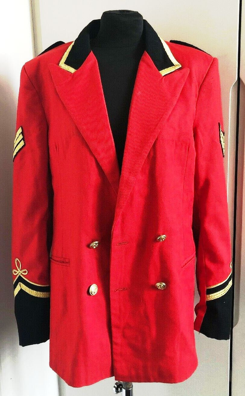 true Vintage Mens Red Wool Military Jacket With Gold Piping Size Large Etsy