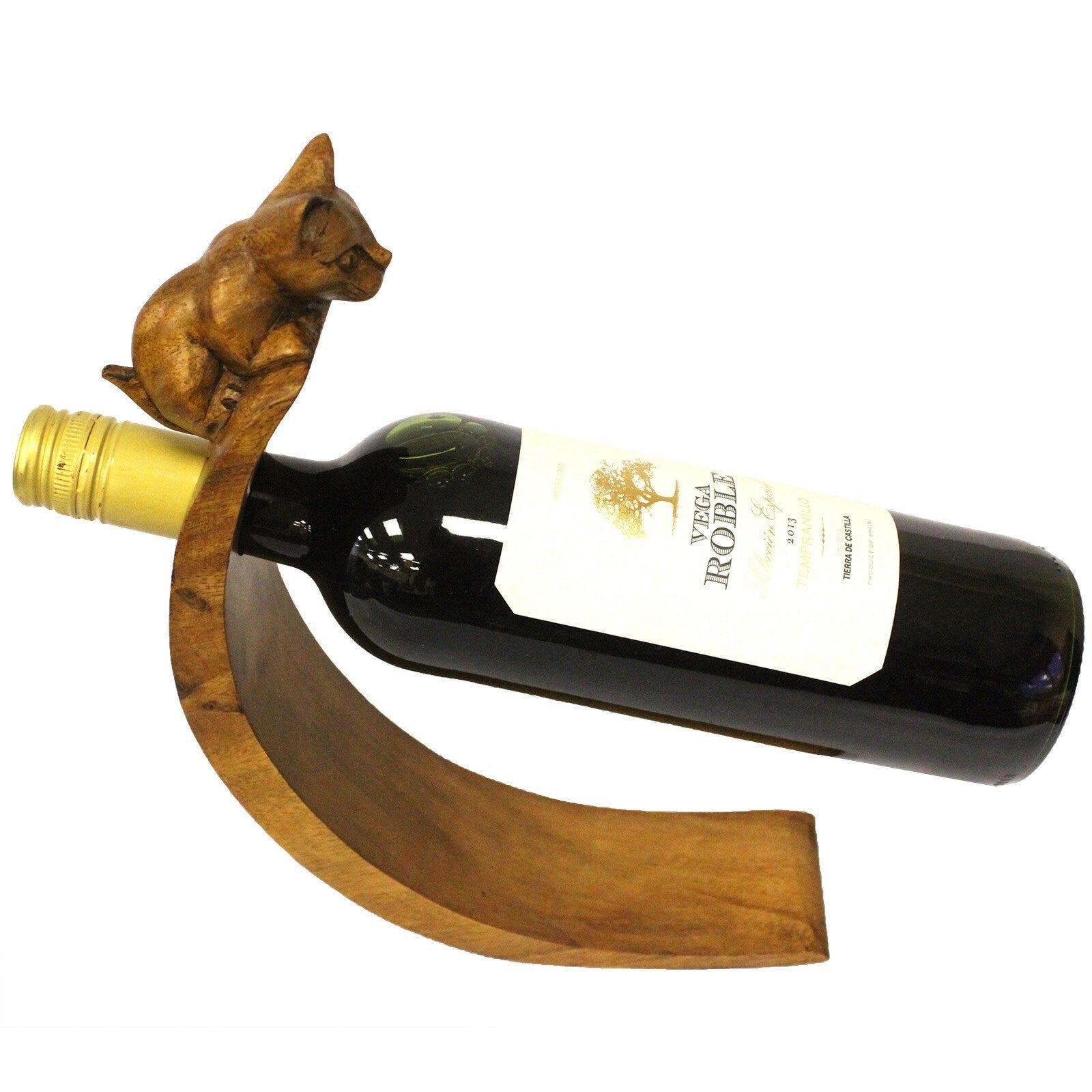 unique Suar wood, hand-carved Balance Wine Holders - Cat.Perfect gift item, for the home Etsy