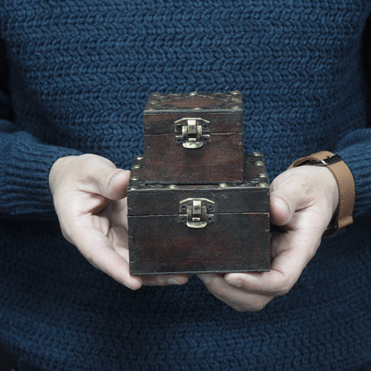 Set of 2 hand-made wooden Gothic/steampunk Square Boxes -antique style with brass catch Etsy