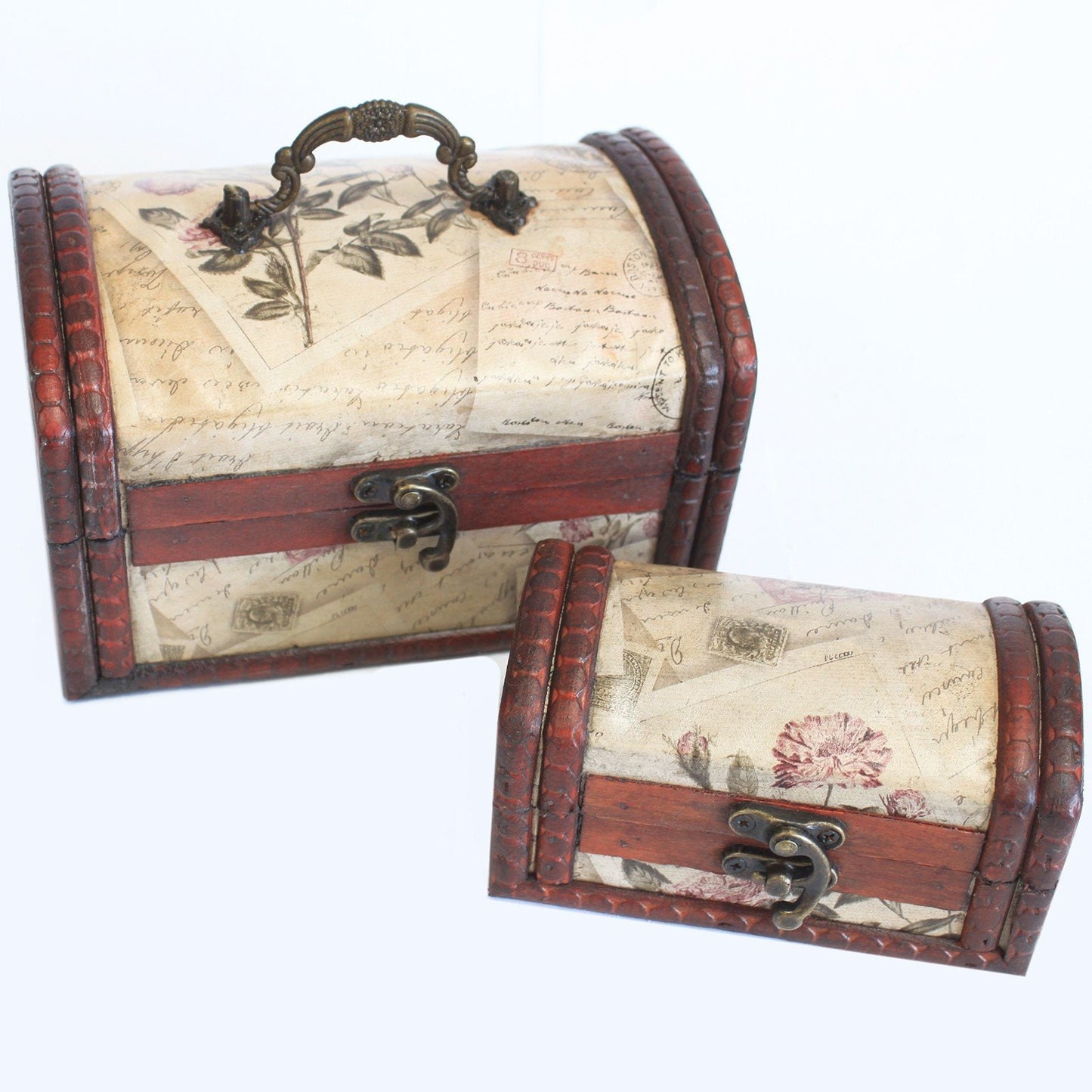 Sets of 2 antique style Colonial trinket/jewellery Boxes - Rose Design-Shabby Chic/Vintage style Etsy