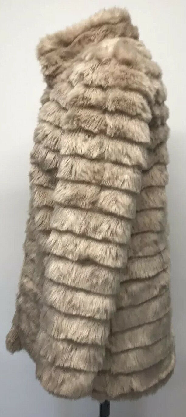 gorgeous PAPAYA Womens Beige Faux Fur 3./4 Coat Jacket Size UK S,lined.v.warm Etsy