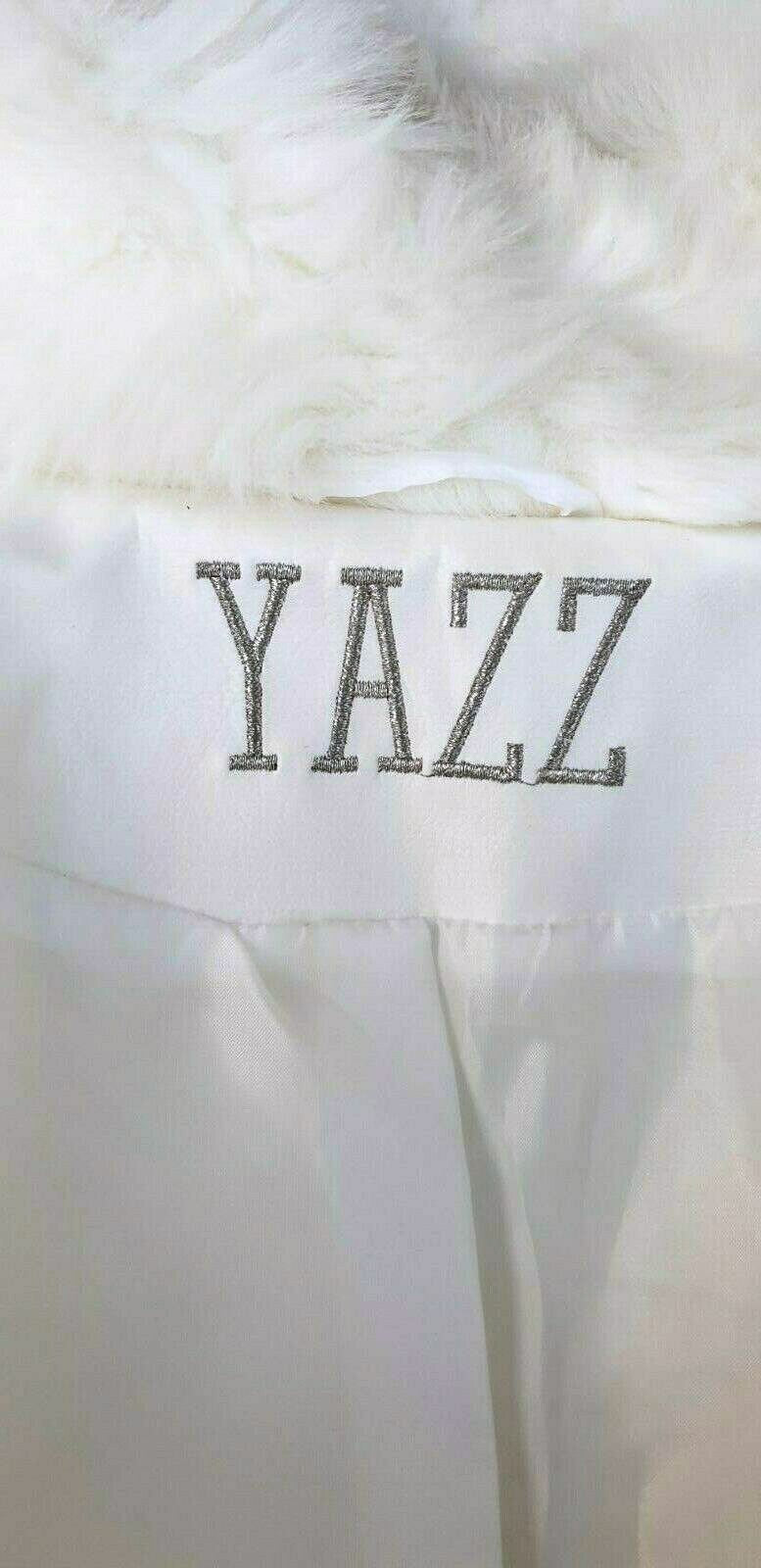 Women's Yazz White Faux bomber Jacket Winter Shaggy faux fur .Faux leather hem &,ZIP Size 16/18uk Etsy