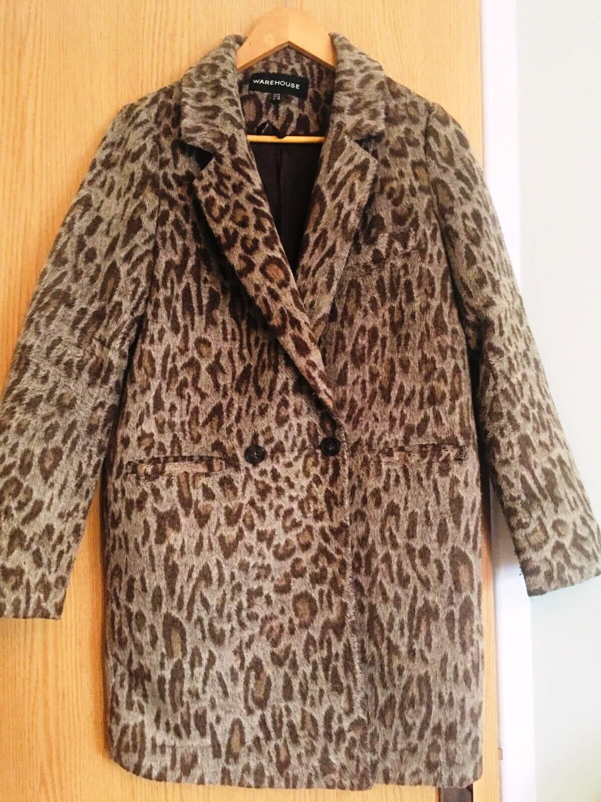 WAREHOuse VintageStyle Animal Print Ladies Coat Size10-faux fur,lined,button front Etsy