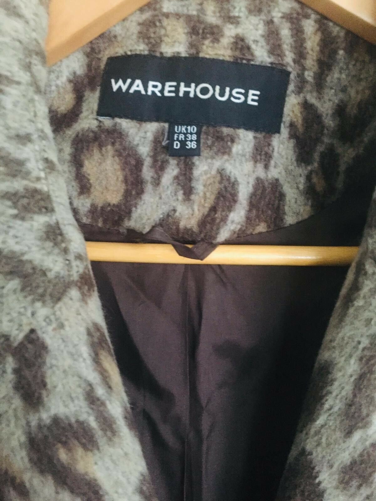 WAREHOuse VintageStyle Animal Print Ladies Coat Size10-faux fur,lined,button front Etsy