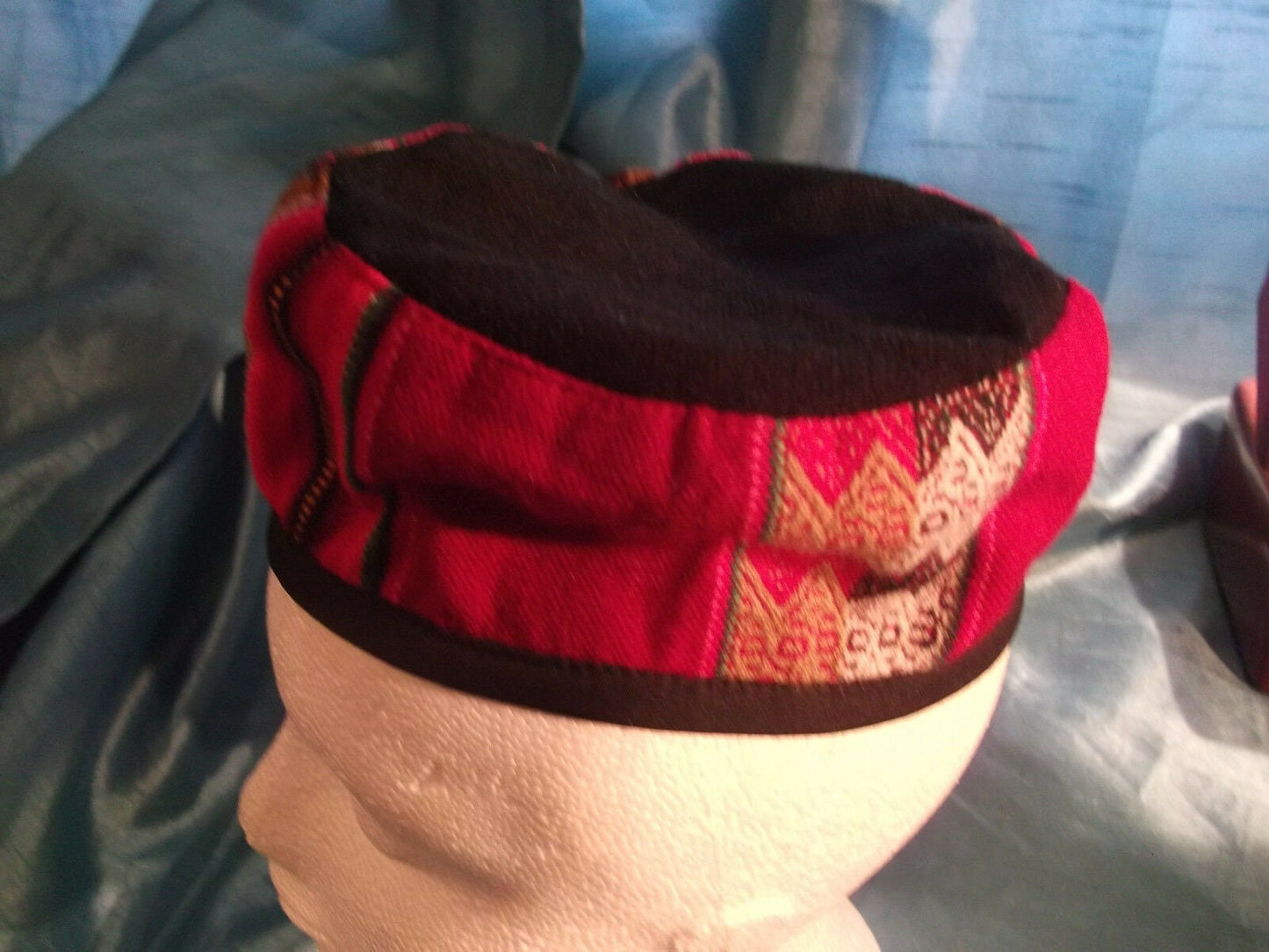 vintage unisex punk/cosplay/festi/stagewear/costume/ Red Tribal wool Woven. FEZ STYLE HAT 23"/59CM Etsy