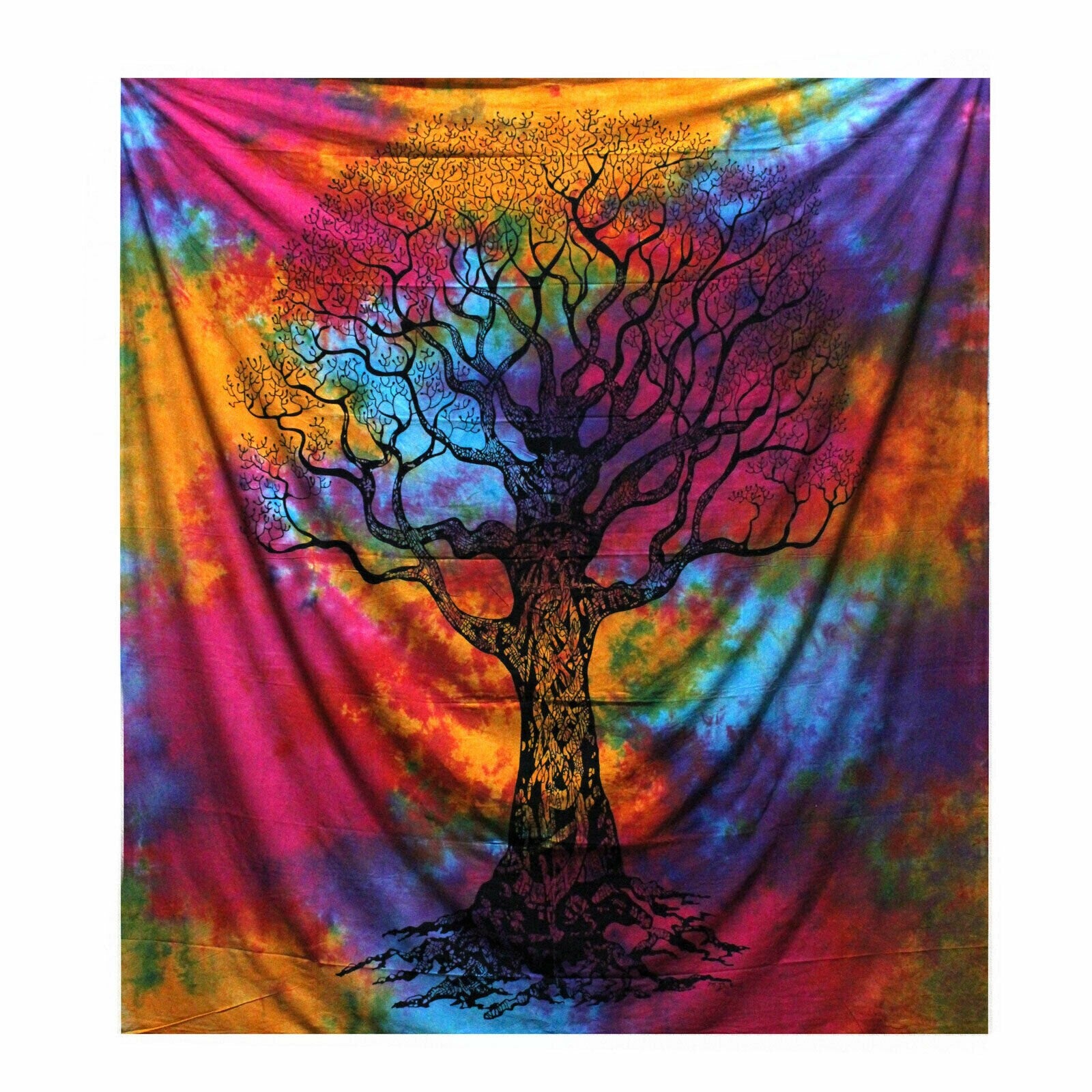 COLOUR hand-made, dyed Double Cotton Bedspread/Wall Hanging-WINTER TREE-W-230cm, Height 200cm Etsy