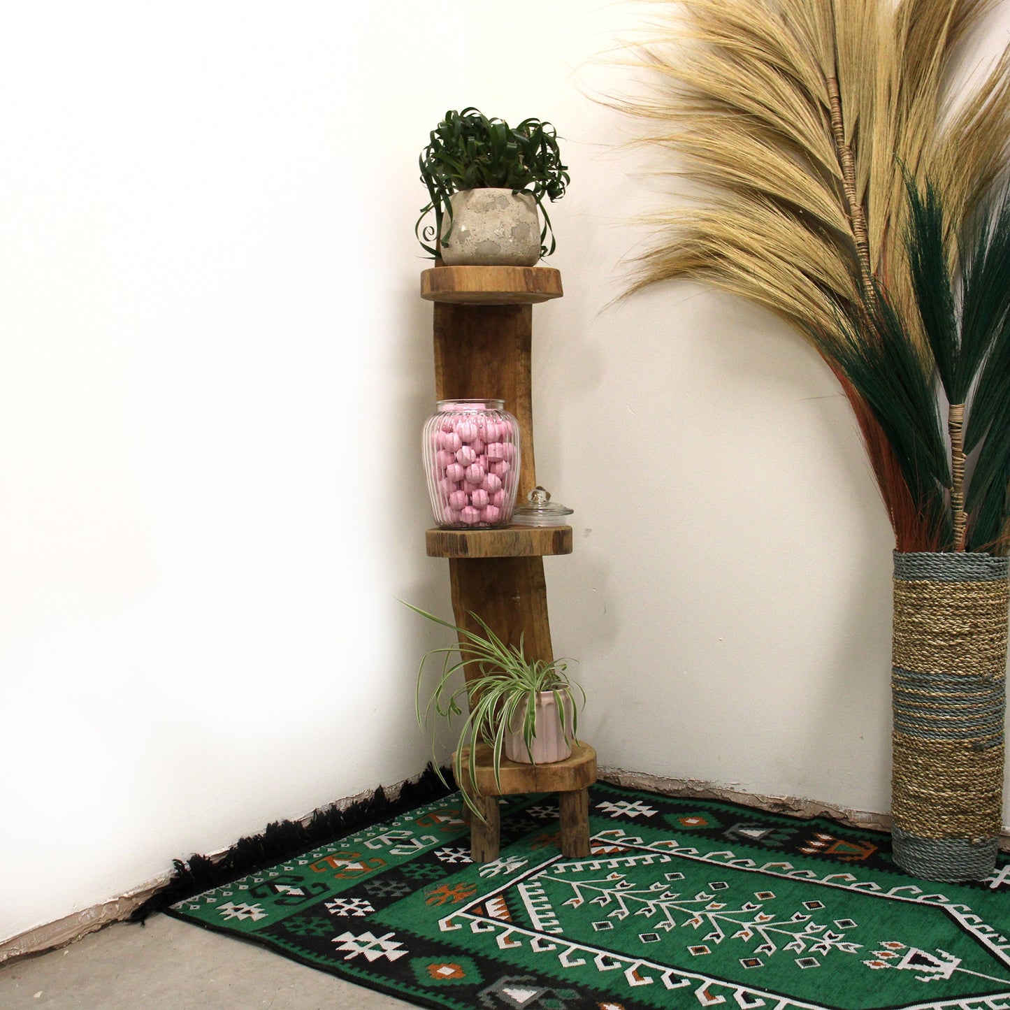 Natural Teak Log Shelve Display 3 Shelves 100cm high-hand-crafted, recycled,eco friendly.6.5kg Etsy