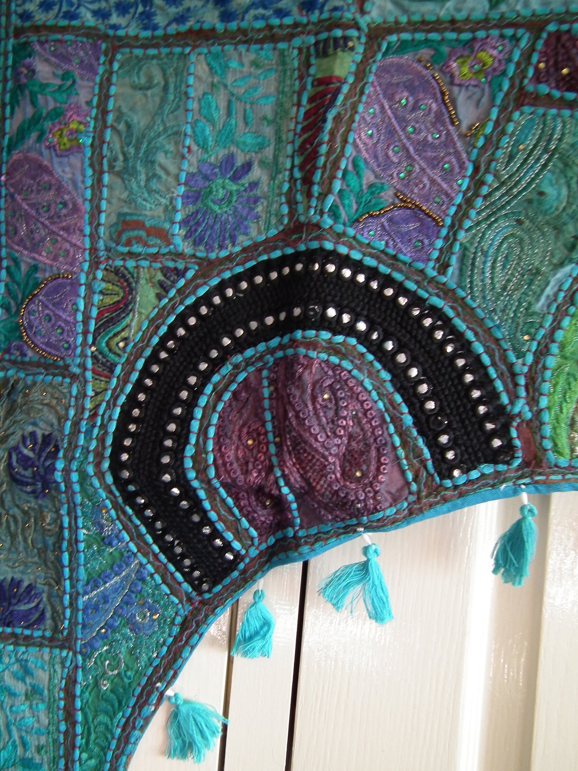 WALL HANGINGS-patchwork with tassles, embroidery Etsy