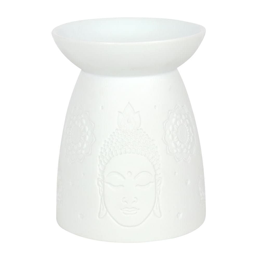 White Ceramic Buddha Face Oil Burner Etsy