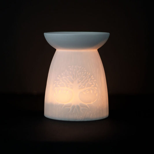 White Ceramic Tree of Life Oil Burner Etsy