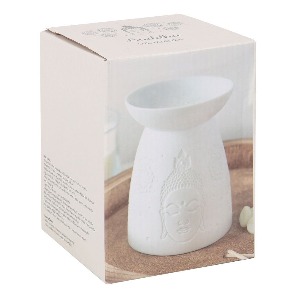 White Ceramic Buddha Face Oil Burner Etsy