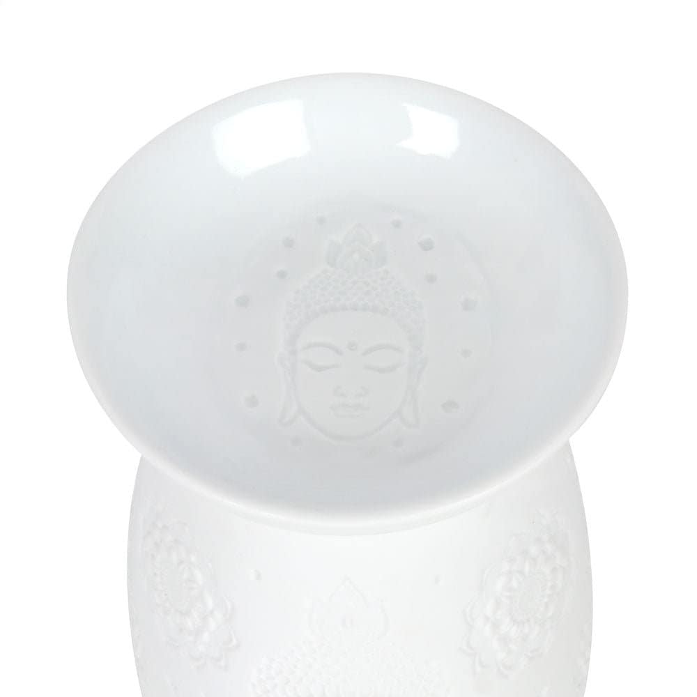 White Ceramic Buddha Face Oil Burner Etsy