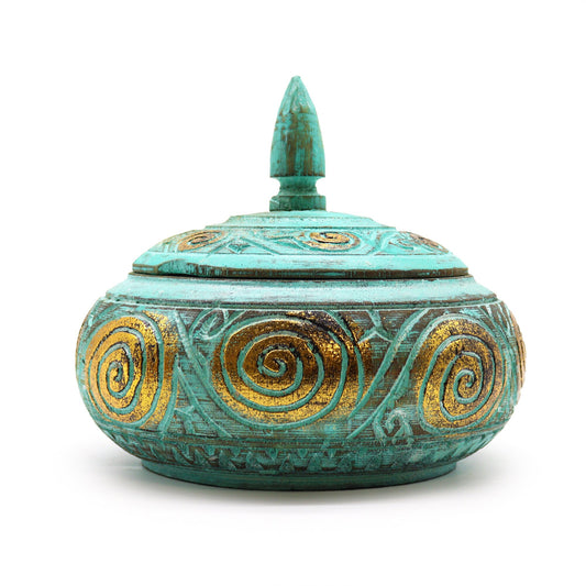 hand-made Turquoise Squat Sweet jar-albasia wood Etsy