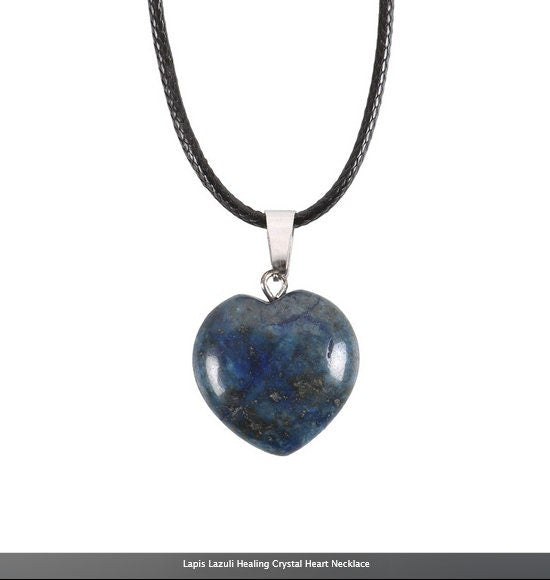 Lapis Lazuli Healing Crystal Heart Necklace Etsy