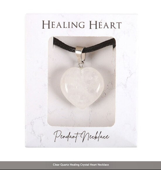 clear quartz Healing Crystal Heart Necklace Etsy