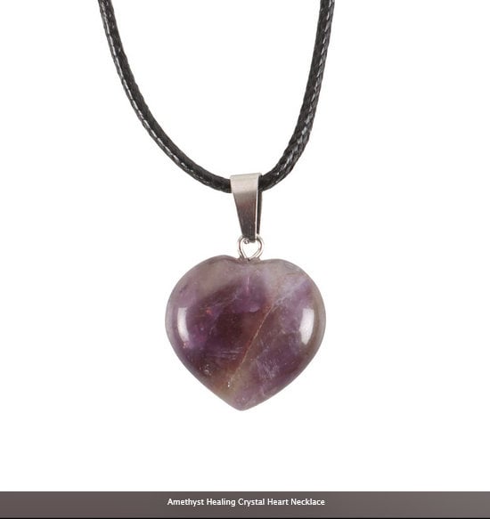 amethyst Healing Crystal Heart Necklace Etsy