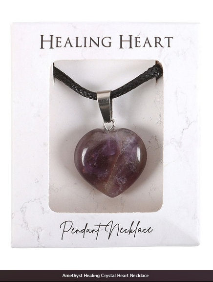 amethyst Healing Crystal Heart Necklace Etsy