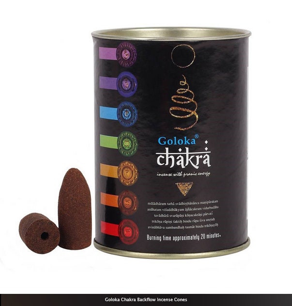 Goloka Chakra Backflow Incense Cones in reuseable tin Etsy